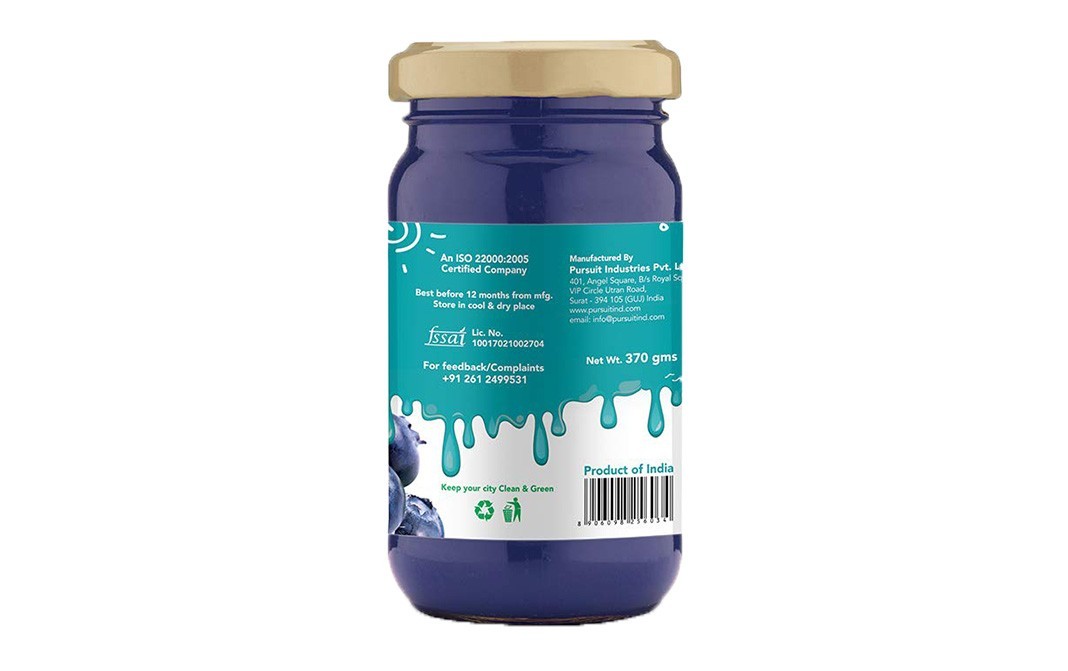 Pursuit Blueberry Jam    Glass Jar  370 grams